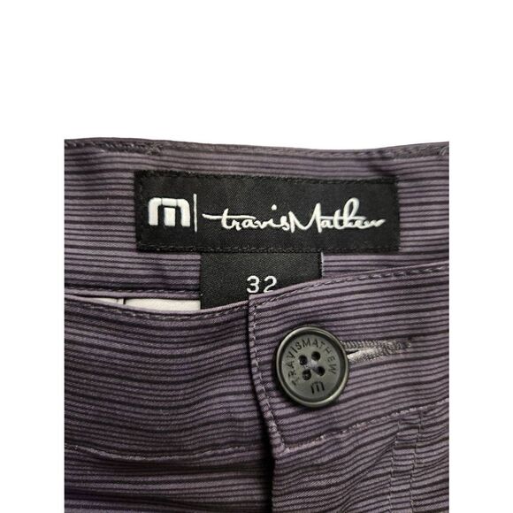 Travis Mathew Performance Golf Shorts Men's 32x10 Gray striped poly stretch - Picture 2 of 9